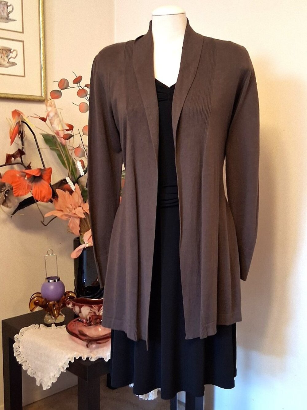 NWOT Gollehaug Luxury Knit Open Front Cardigan Lightweight Warm Sweater Coat 38